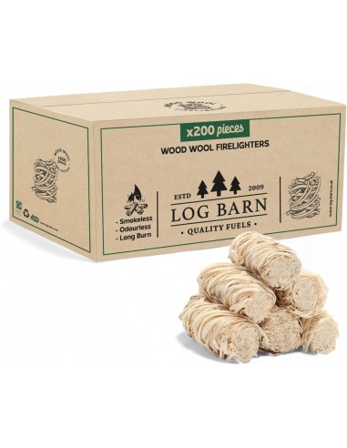 Log Barn Natural Firelighters | Box of 200 | Eco-Friendly & Easy to Use