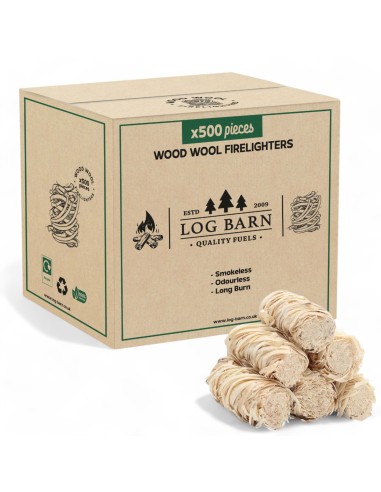 Log Barn Natural Firelighters | Box of 500 | Eco-Friendly & Easy to Use