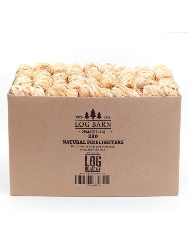 Log Barn Natural Firelighters | Box of 200 | Eco-Friendly & Easy to Use