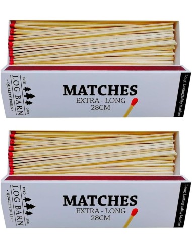 Log Barn 28cm Extra-long Safety Matches | 2 Boxes, 90 Matches Each | Log Barn