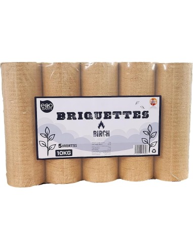 Eco Barn Birch Briquettes 10KG | Eco-Friendly Heating, High Heat Output | Log Barn