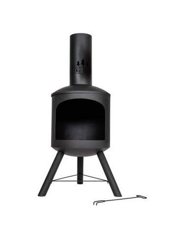 Log-Barn Black Steel Chiminea - Contemporary Garden Log Burner & Patio