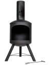 Log-Barn Black Steel Chiminea - Contemporary Garden Log Burner & Patio